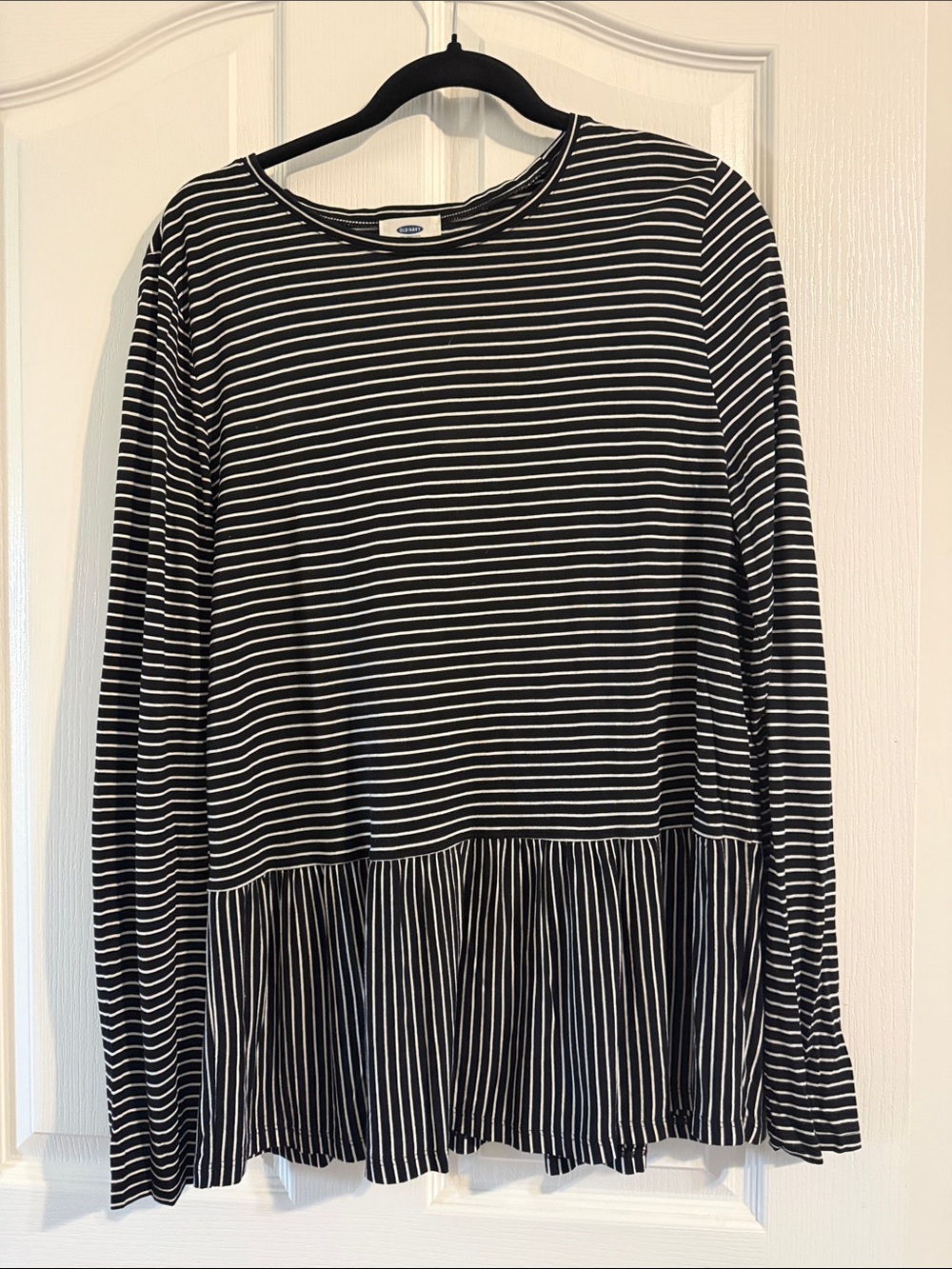 Set of 2 Old Navy Black/White Striped Peplum & White/Black Striped L New No Tag